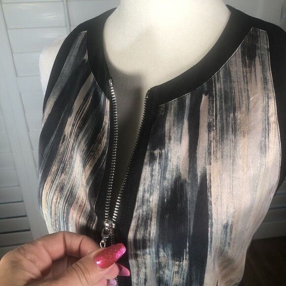 Rebecca Taylor Womens Silk Sleeveless Zip Up A-Line Dress Black Size 8 - Picture 7 of 12